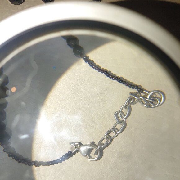 925 Tassels Black Faceted Beaded Necklace Mourning Vintage Victorian Jet Glass - Picture 3 of 16